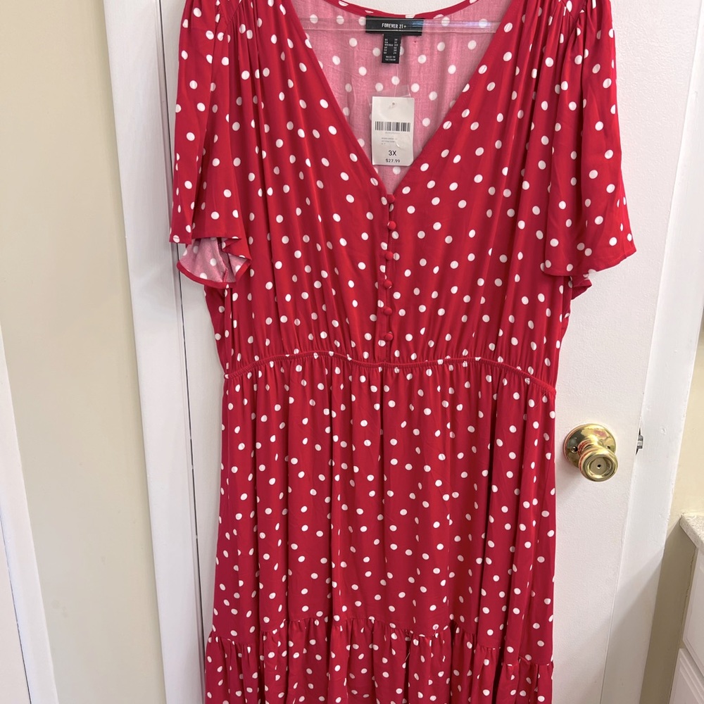 Pink and white midi dress